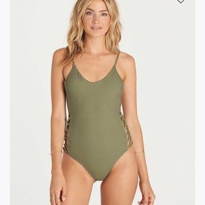 Green one piece bathing suit
